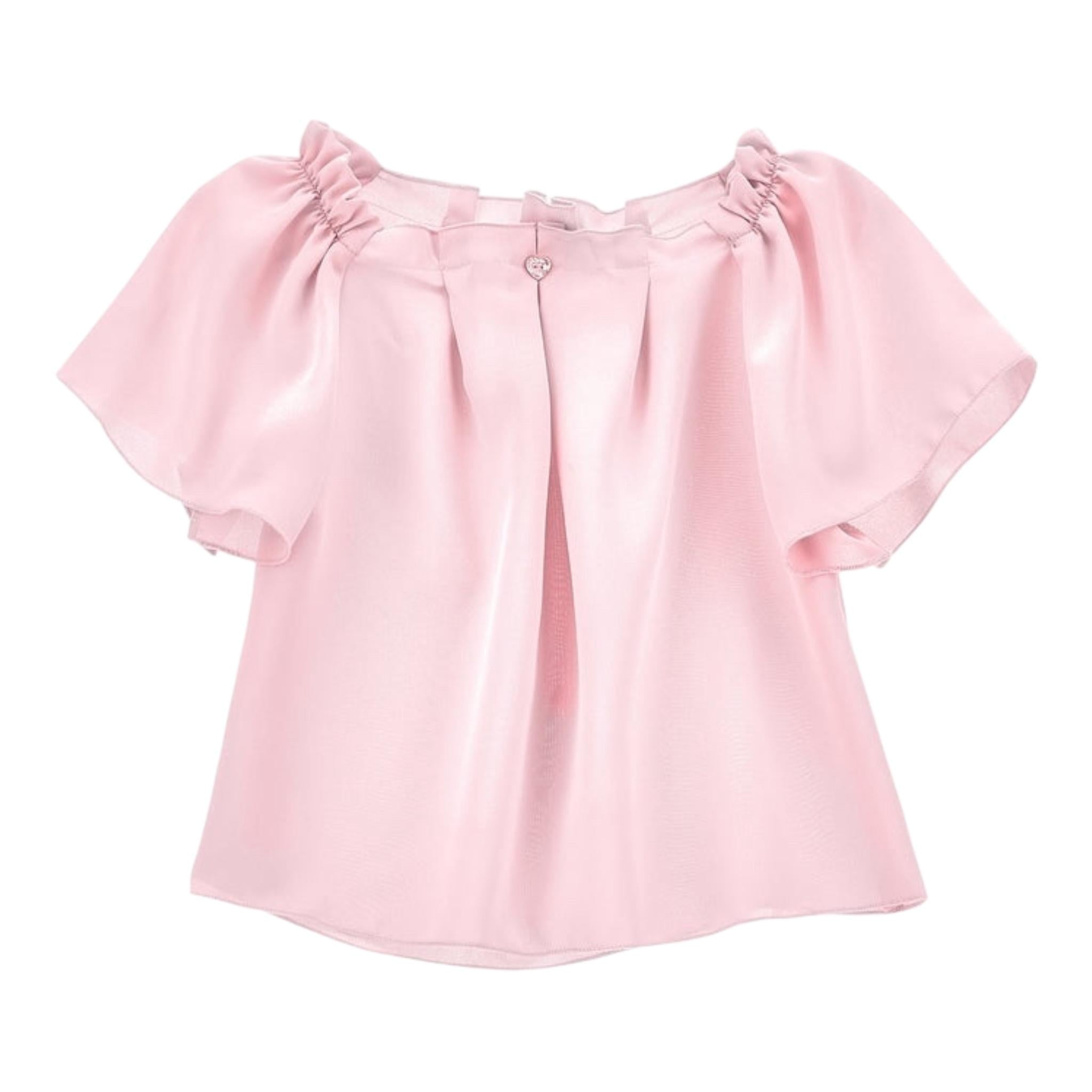 Monnalisa Camicia Mezza Manica Tinta Unita per Neonata 17E300 ROSA MONNALISA 