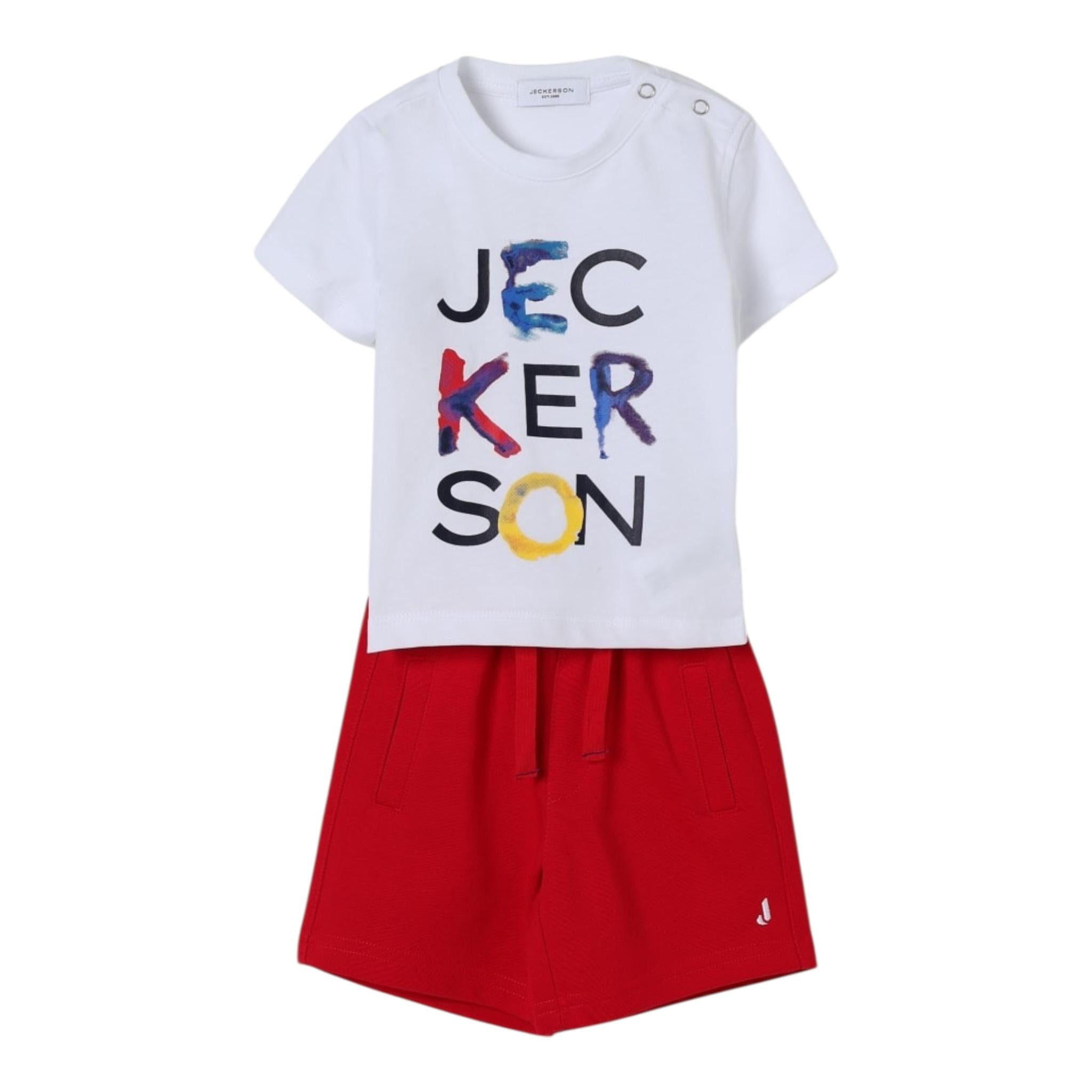 Jeckerson Completo 2 Pezzi Bicolore T-Shirt-Bermuda per Neonato 396DJMNS25 BIANCO/ROSSO JECKERSON 