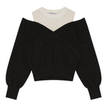 PATRIZIA PEPE maglia girocollo tinta unita con finta canotta Bianco/nero per Bambina 7K0042XXX BIANCO/NERO PATRIZIA PEPE 