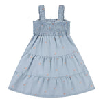 Levi'S Abito Giromanica Tinta Unita con Ricami per Bambina 3EM227 AZZURRO LEVI'S 