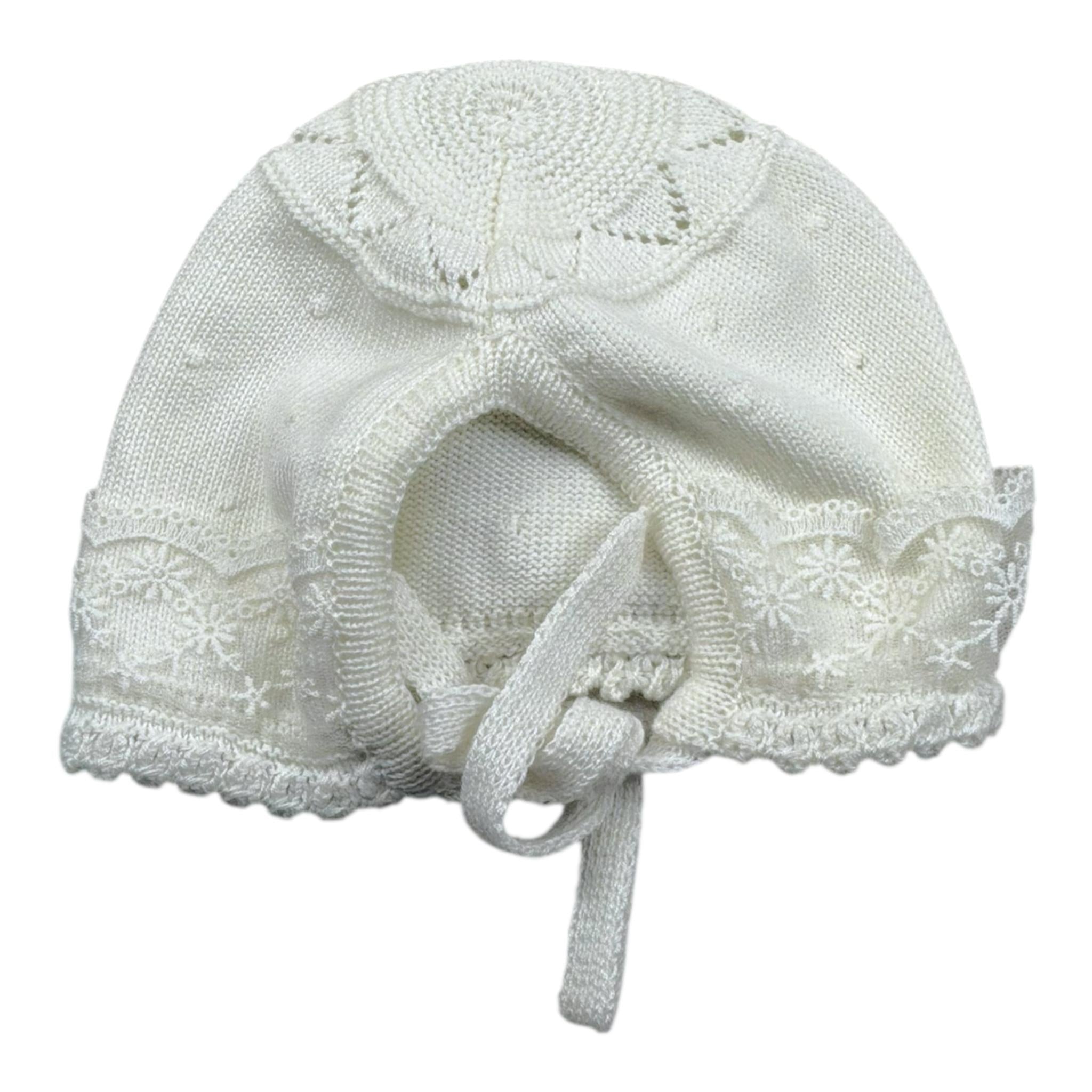 Granlei Cappello Tinta Unita con Ricami per Neonata 542 PANNA GRANLEI 