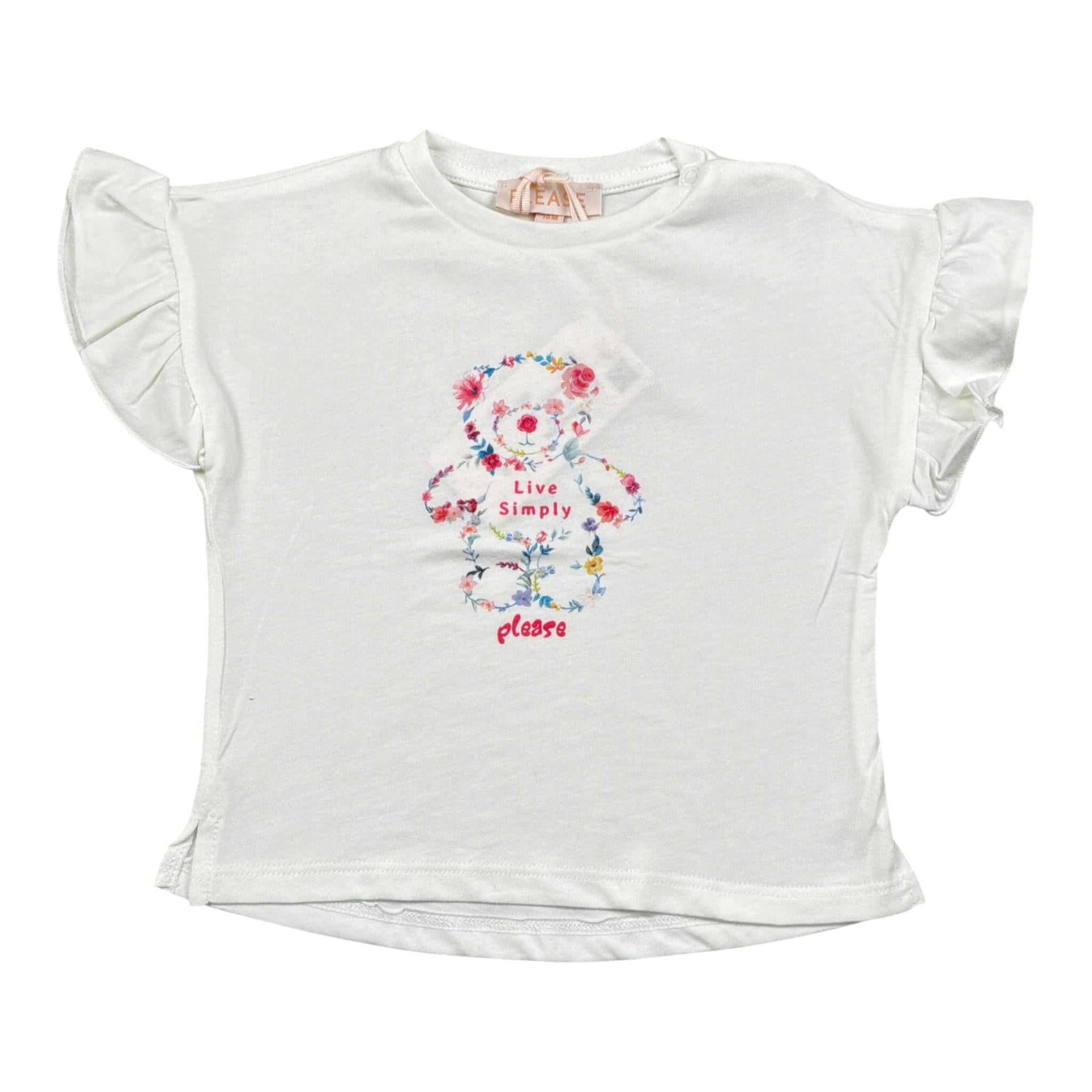 Please T-Shirt Girocollo tinta unita con Stampa Bianco per Neonata MBF4030G60 BIANCO PLEASE 