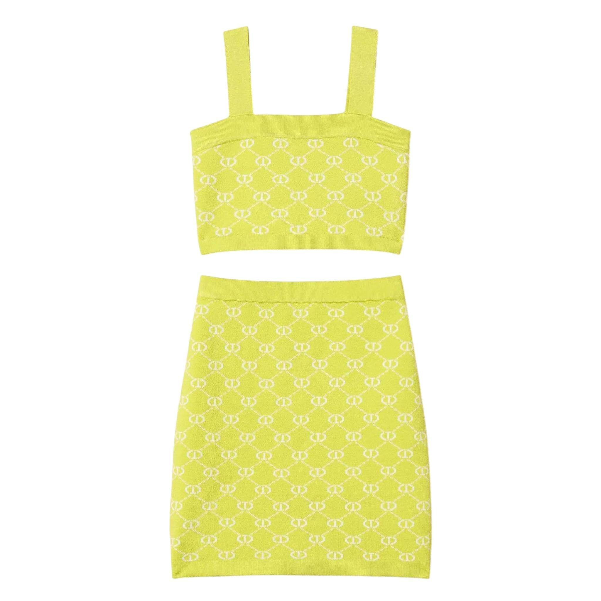 Twinset Completo 2 Pezzi Top-Gonna tinta unita Verde Acido per Bambina 251GJ3QX4XX VERDE ACIDO TWINSET 