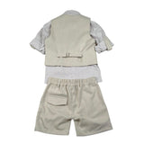Never Too Completo 4 Pezzi Camicia-Bermuda-Gilet-Papillion per Bambino GM2234B BEIGE NEVER TOO 