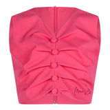 Marc Ellis Einfarbiges Top-Rock-Set mit Kunstknöpfen Fuchsia für Mädchen