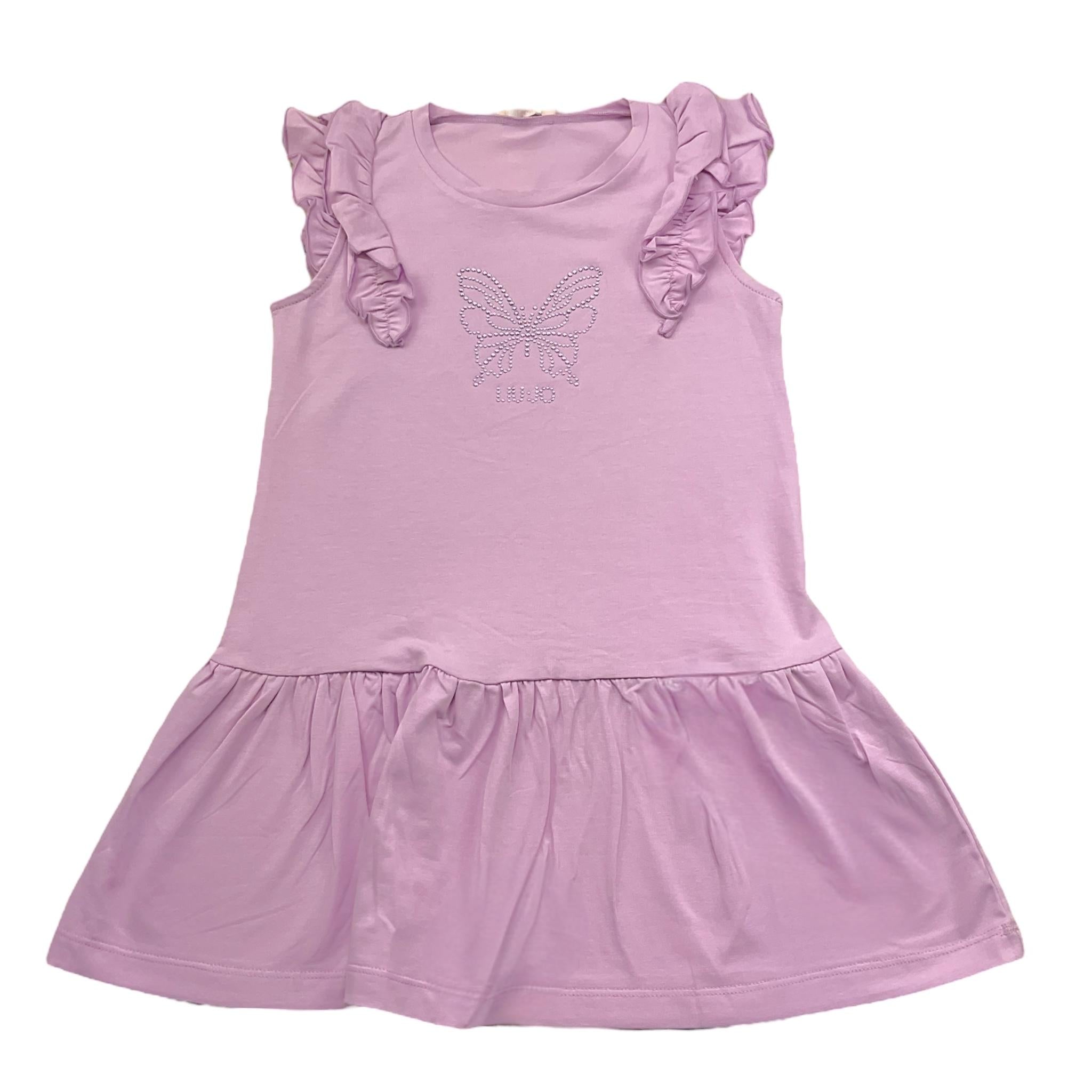 Liu Jo Abito Tinta Unita Giromanica con Brillantini per Bambina KA5091 LILLA LIU JO 