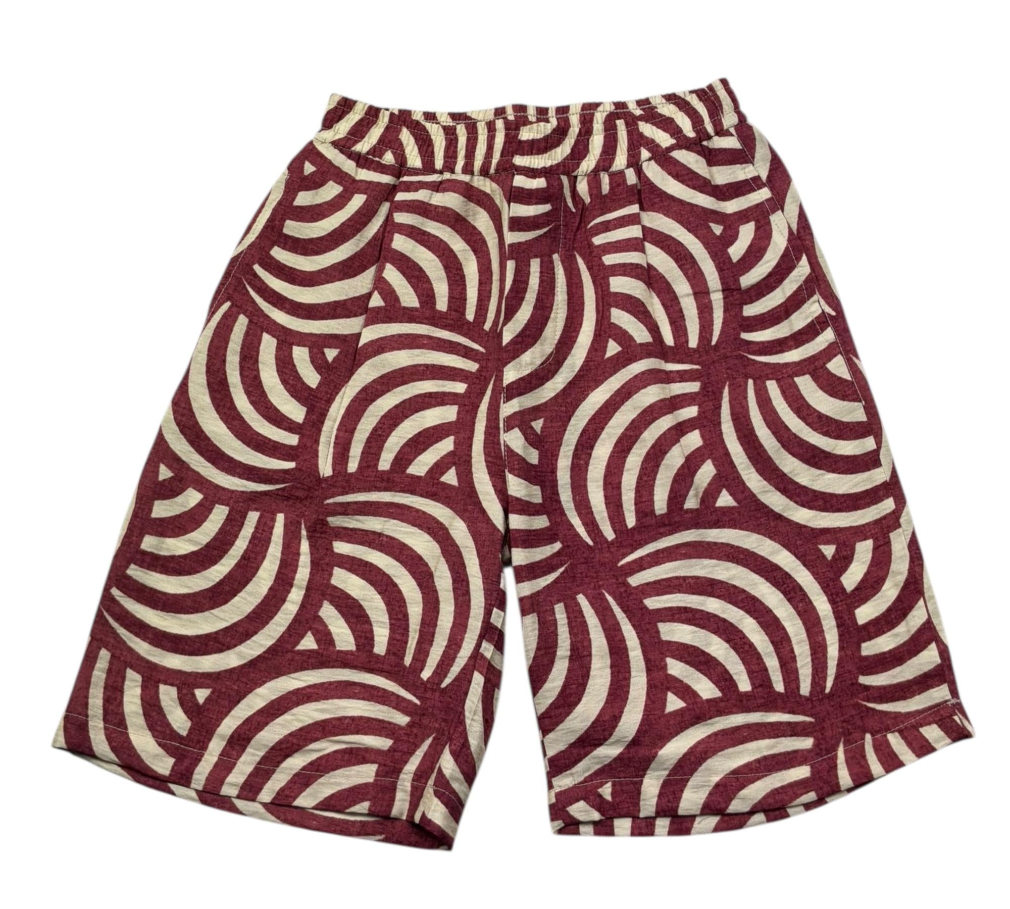 Paolo Pecora Bermuda Stampa Fantasia con Elastico In Vita per Bambino PP4294 BORDEAUX PAOLO PECORA 