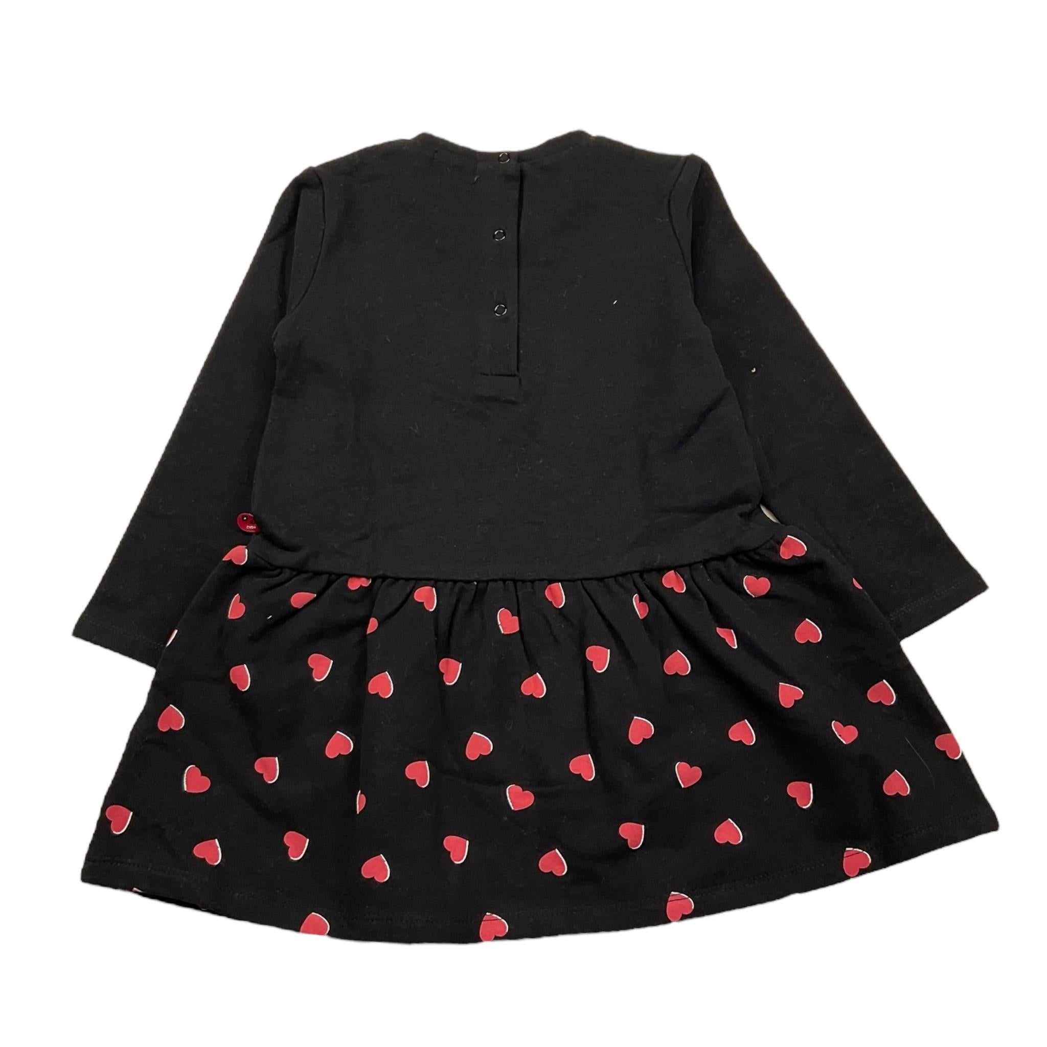 CANADA HOUSE abito manica lunga tinta unita stampa cuori Nero per Neonata 24461630 NERO CANADA HOUSE 