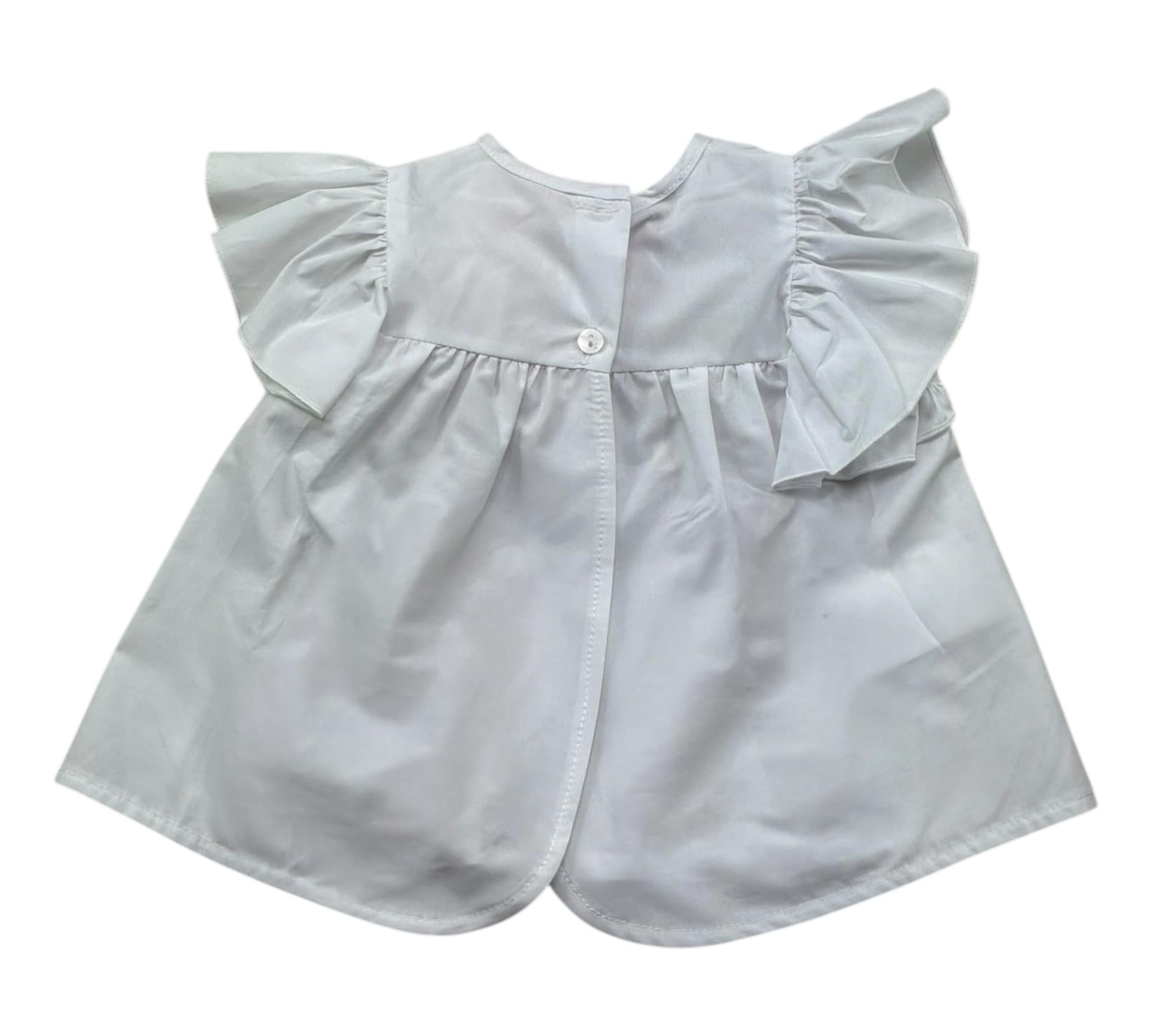 Le Bebe Camicia Mezza Manica Tinta Unita con Applicazione per Neonata LBG6354 BIANCO LE BEBE 