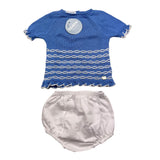 Juliana Complete T-Shirt Halbarm Strick-Coulotte Blau Für Baby Mädchen