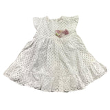 Lalalu‘ Weißes, durchbrochenes, einfarbiges Kleid mit halben Ärmeln für Babymädchen
