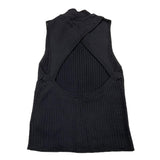 Manila Grace, einfarbiges schwarzes Tanktop mit Rundhalsausschnitt für Mädchen