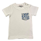 Little Red Fish T-Shirt Rundhalsausschnitt Einfarbig mit Kontrasttasche Weiß Für Neugeborene