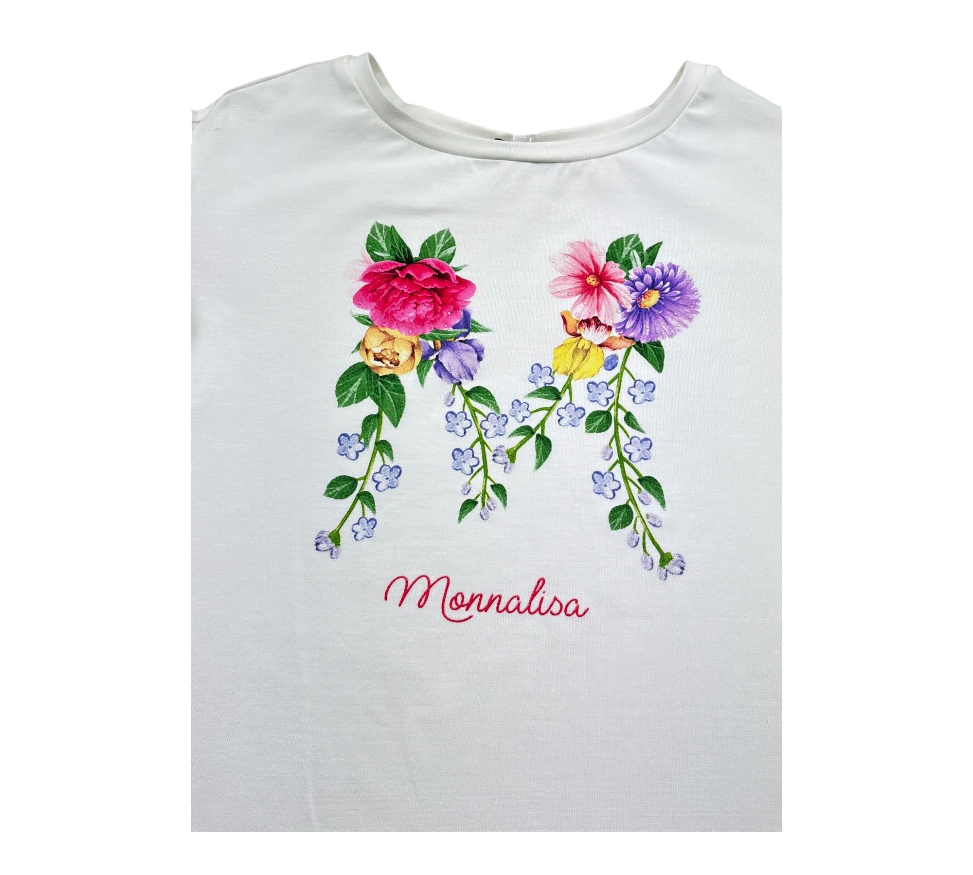 Monnalisa T-Shirt Girocollo Tinta Unita con Maniche In Contrasto per Bambina 117607SF BIANCO MONNALISA 