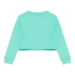 Balmain Felpa Tinta Unita Girocollo con Logo per Bambina BW4A70 VERDE ACQUA BALMAIN 