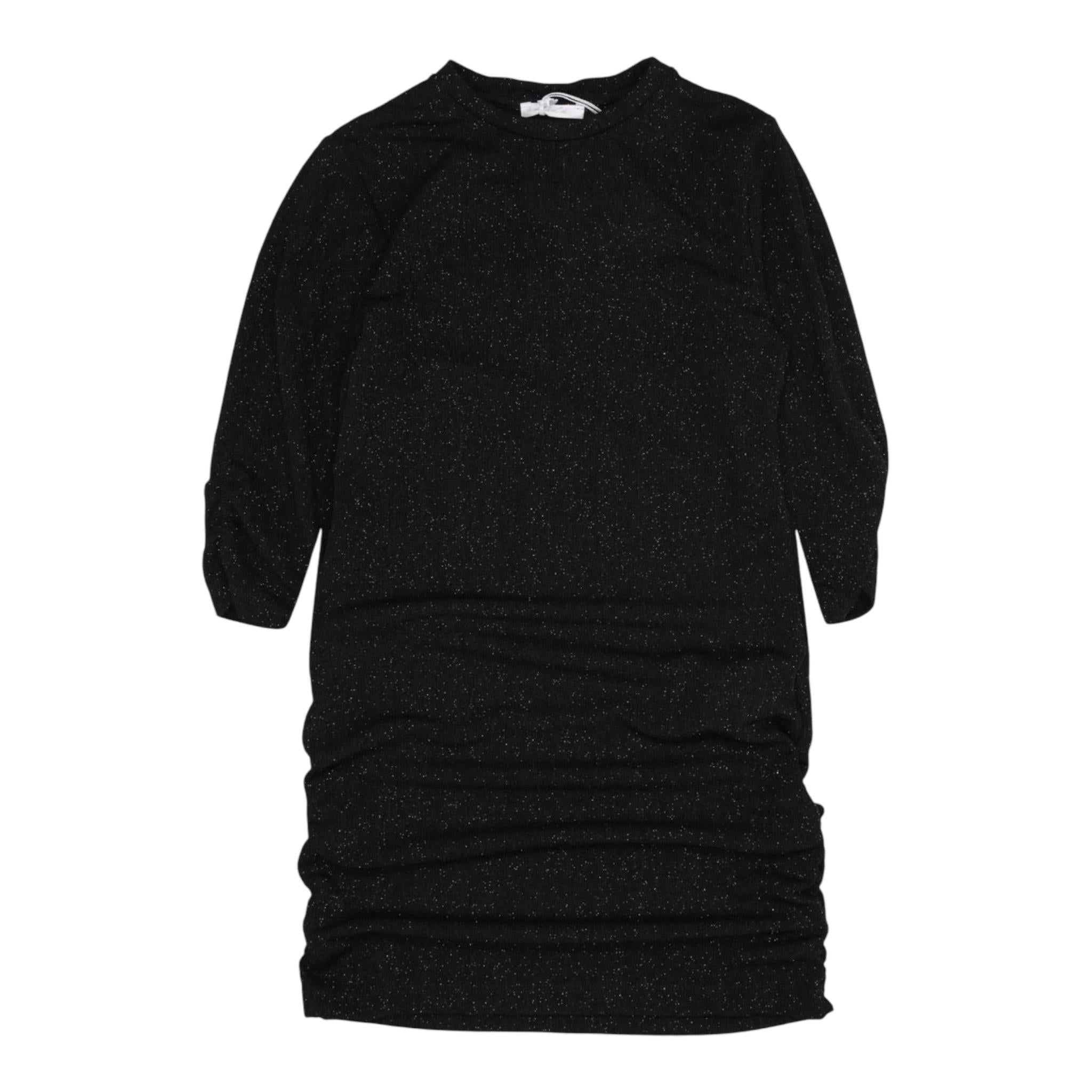 LU LU BY MISS GRANT abito manica lunga tinta unita girocollo con brillantini Nero per Bambina LL3256 NERO LU LU BY MISS GRANT 