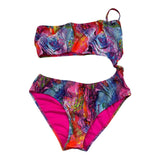 4Giveness – Einteiliger Badeanzug in Volltonfarbe mit Fuchsia-Muster für Mädchen