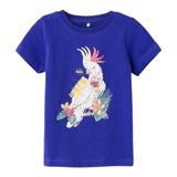 Name.It T-Shirt Rundhals Einfarbig mit Kontrastdruck Blau Für Jungen