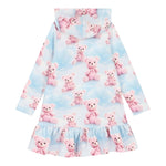 DAGA COLLECTION abito manica lunga con cappuccio stampe orsi Azzurro per Bambina M9803 AZZURRO DAGA COLLECTION 