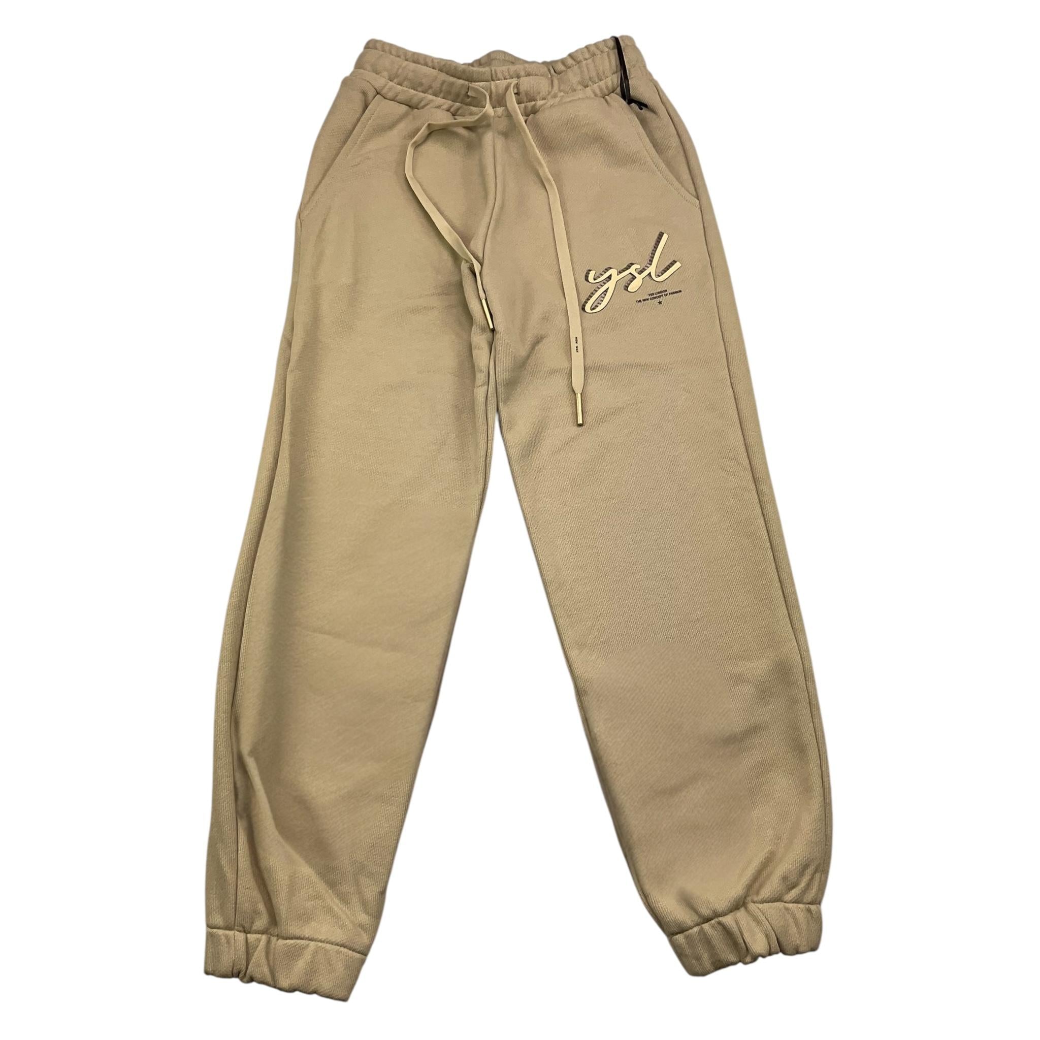 YES LONDON pantalone tuta tinta unita con logo Beige per Bambino JR3070 BEIGE YES LONDON 