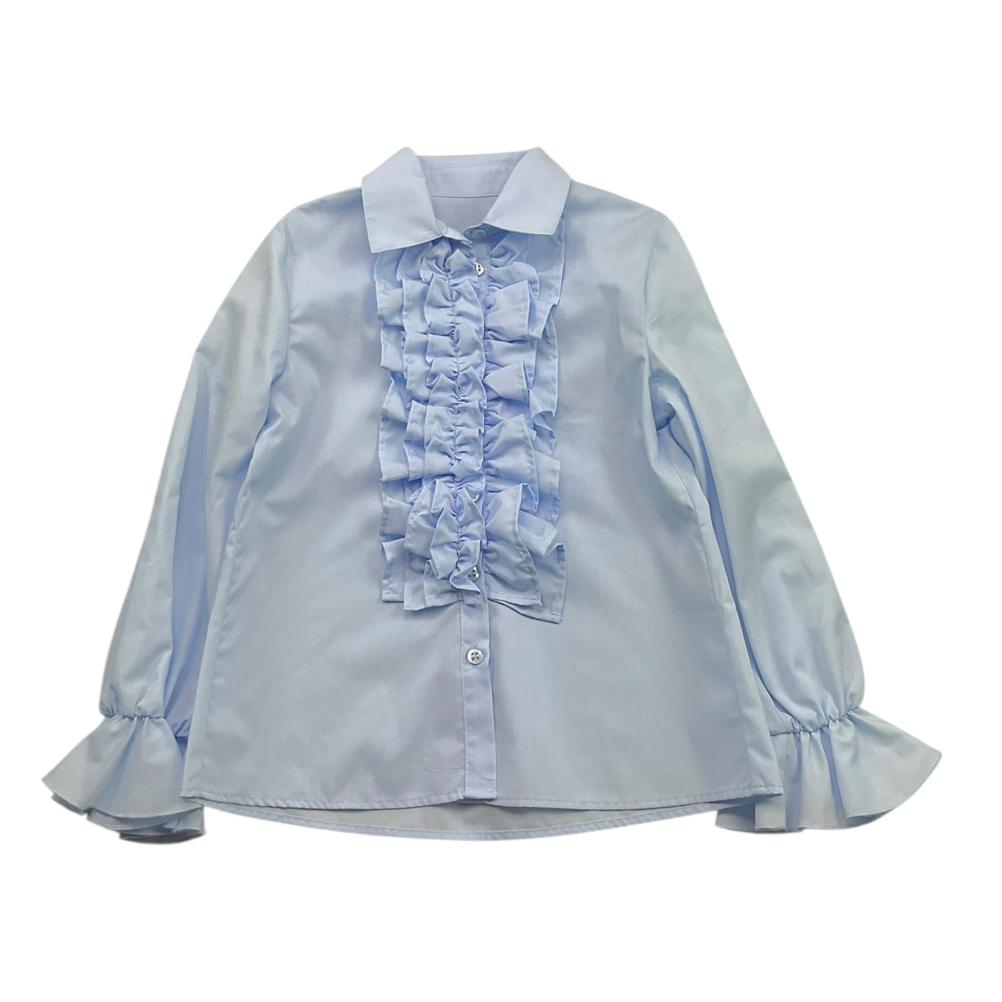 VICOLO camicia manica lunga tinta unita con balze Azzurro per Bambina 3141C1131 AZZURRO VICOLO 