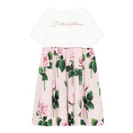 Dolce & Gabbana Abito Bicolore con Fantasia Fiori per Bambina L5JD9R BIANCO/ROSA DOLCE & GABBANA 