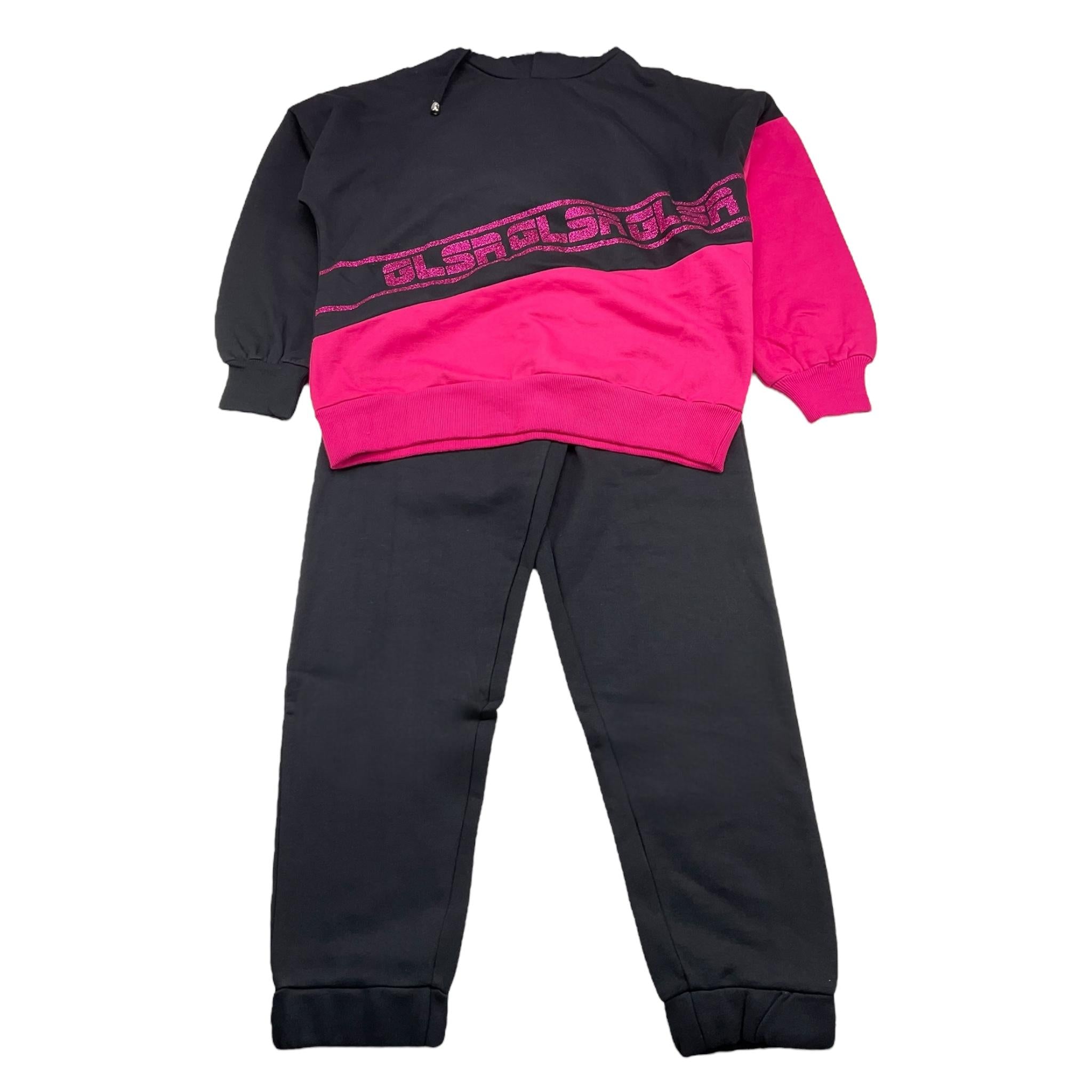 GLSR completo 2 pezzi felpa-pantalone bicolore Nero/fuxia per Bambina FLJCM15975 NERO/FUXIA GLSR 