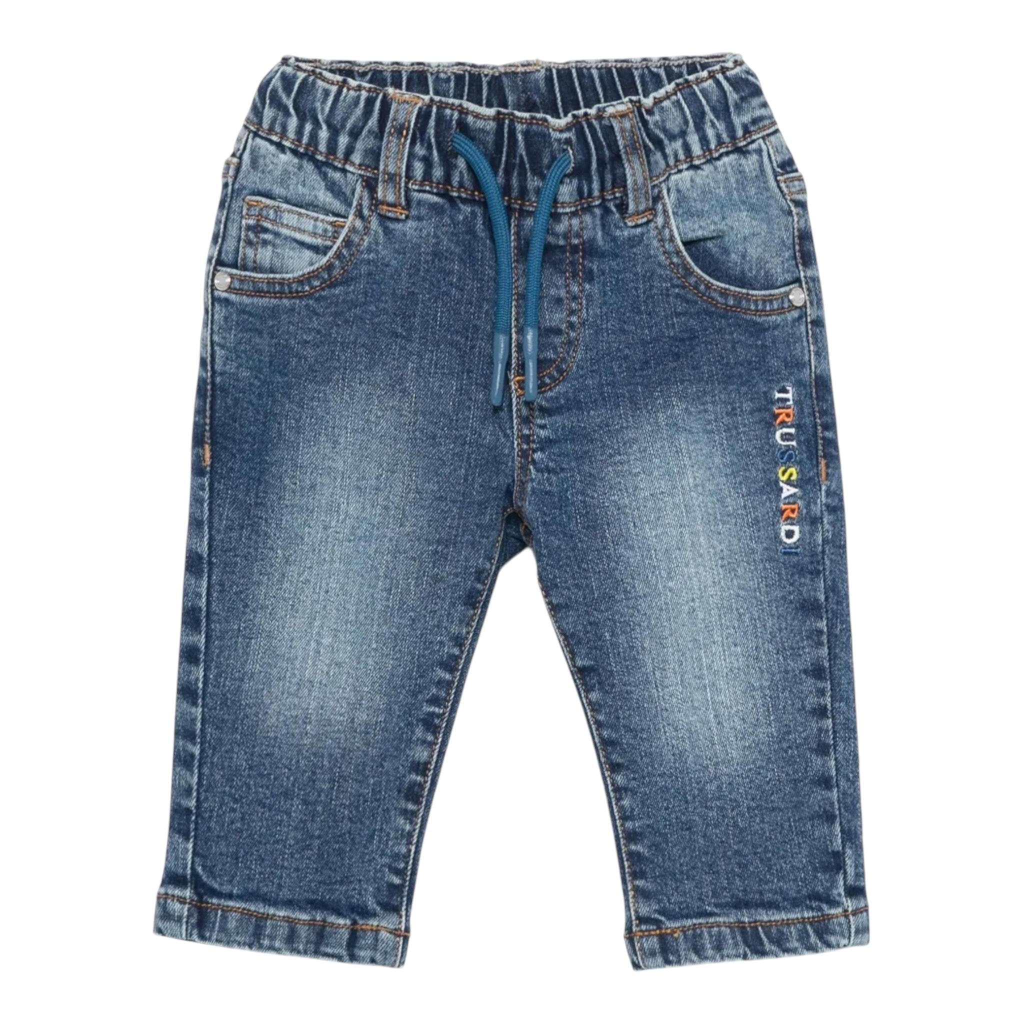TRUSSARDI jeans tinta unita con elastico in vita Blu per Bambino TIA24143PA BLU TRUSSARDI 