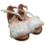 Elisabetta Franchi Einfarbige Sandalen mit Schnallenverschluss und weißem Tüll für Babymädchen