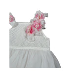 Aletta Abito Giromanica Tinta Unita con Tulle E Babbucce per Neonata HP22225 BIANCO ALETTA 