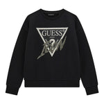 GUESS felpa chiusa girocollo tinta unita con stampa logo Nero per Bambina J4BQ04KAV34 NERO GUESS 
