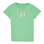 Liu Jo T-Shirt Girocollo Tinta Unita con Logo per Bambina GA5116X VERDE LIU JO 