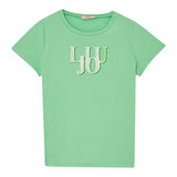Liu Jo T-Shirt Girocollo Tinta Unita con Logo per Bambina GA5116X VERDE LIU JO 
