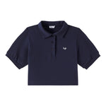 Il Gufo Polo Mezza Manica Tinta Unita Modello Crop per Bambina P25PC095MF032 BLU IL GUFO 