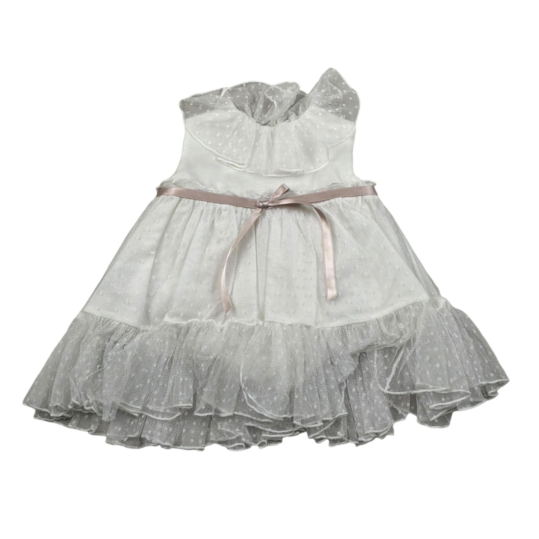 La Stupenderia Abito Giromanica tinta unita Cn Tulle Bianco per Neonata CBAB64 BIANCO LA STUPENDERIA 