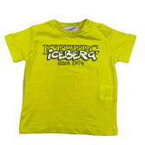 Iceberg T-Shirt Rundhalsausschnitt, einfarbig, mit giftgrünem Aufdruck für Neugeborene