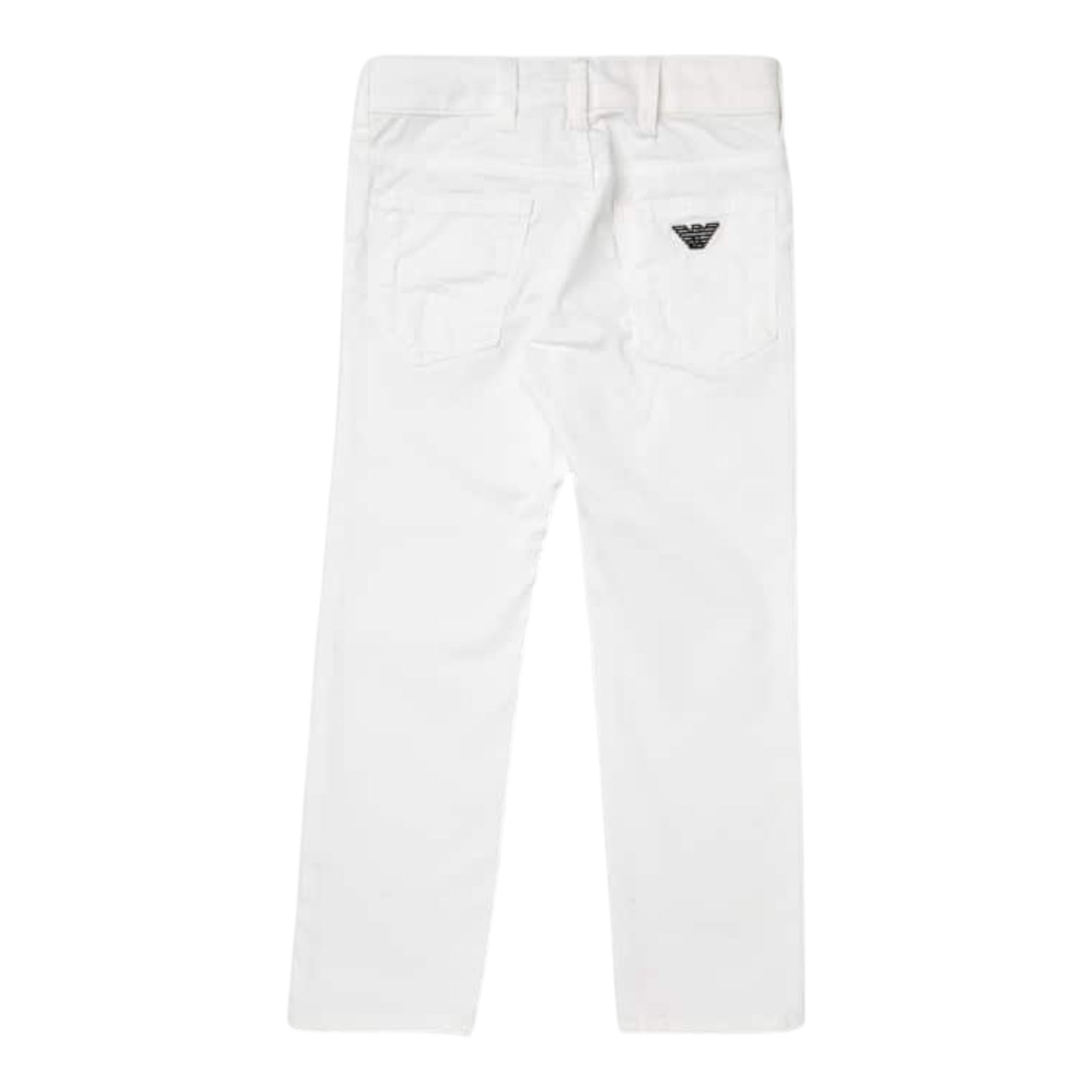Emporio Armani Pantalone Tinta Unita con Logo per Bambino 8N4J066 BIANCO EMPORIO ARMANI 