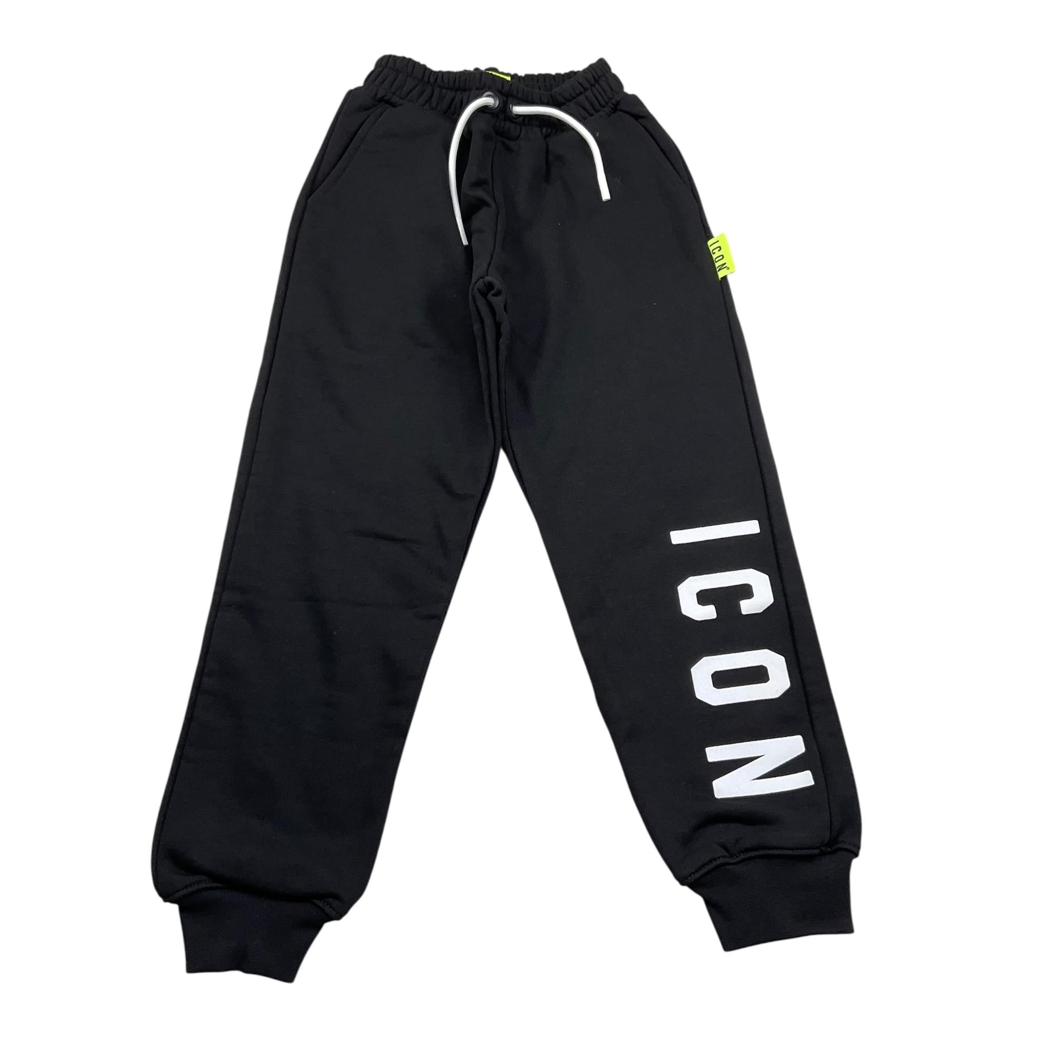 Icon Pantalone Tuta Tinta Unita con Logo per Bambino IBSP00495 NERO ICON 