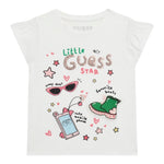 Guess T-Shirt Tinta Unita con Stampa per Bambina K5RI14K6YW4 BIANCO GUESS 
