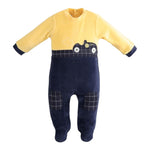 MINI BANDA tutina bicolore in velluto Blu/giallo per Neonato 33667 BLU/GIALLO MINI BANDA 