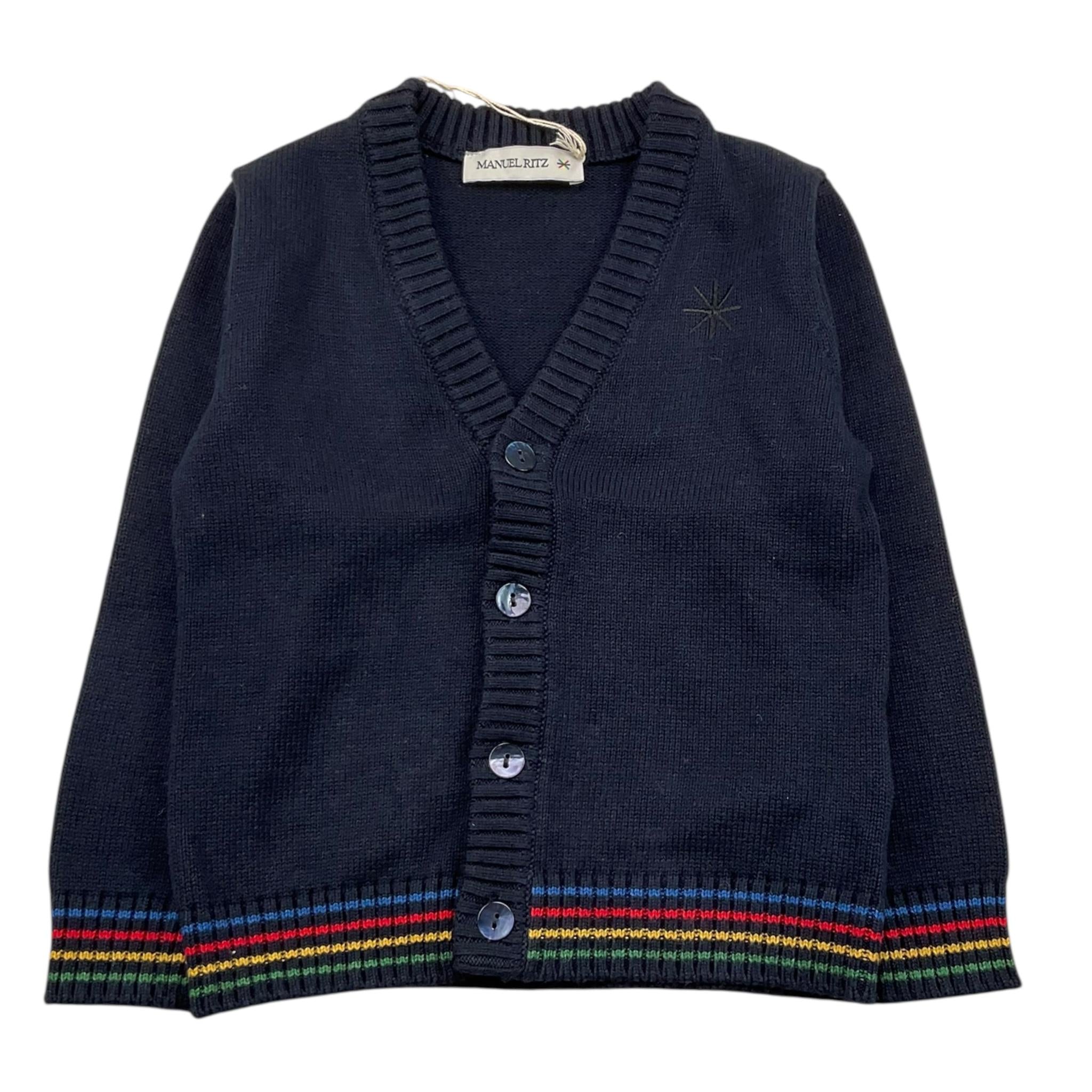 MANUEL RITZ cardigan tinta unita cn ricami alle maniche Blu per Bambino MR2228 BLU MANUEL RITZ 
