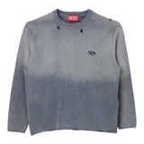 Diesel Ripped Solid Color Crewneck Pullover Blau für Jungen