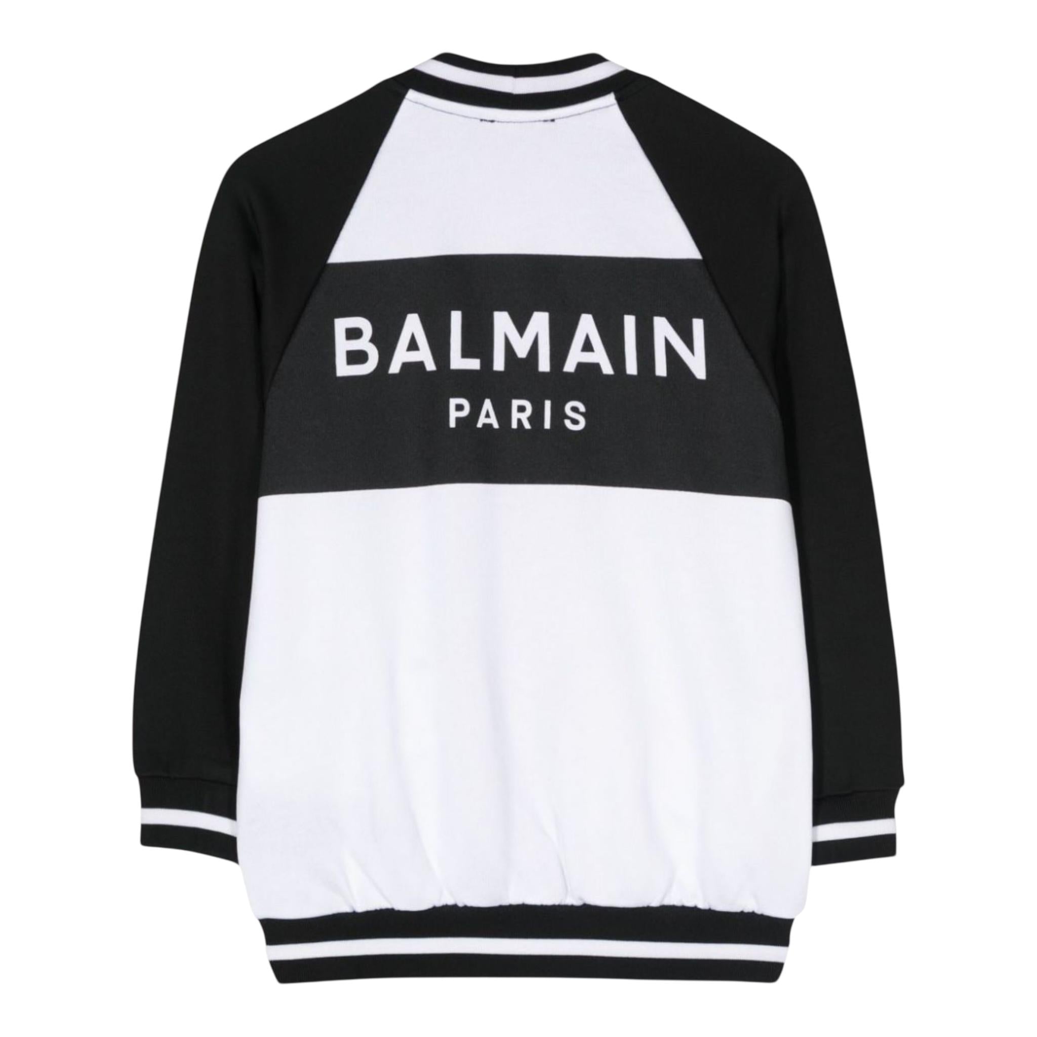 BALMAIN cardigan bicolore con profili in contrasto Bianco/nero per Bambino BU4A40 BIANCO/NERO BALMAIN 