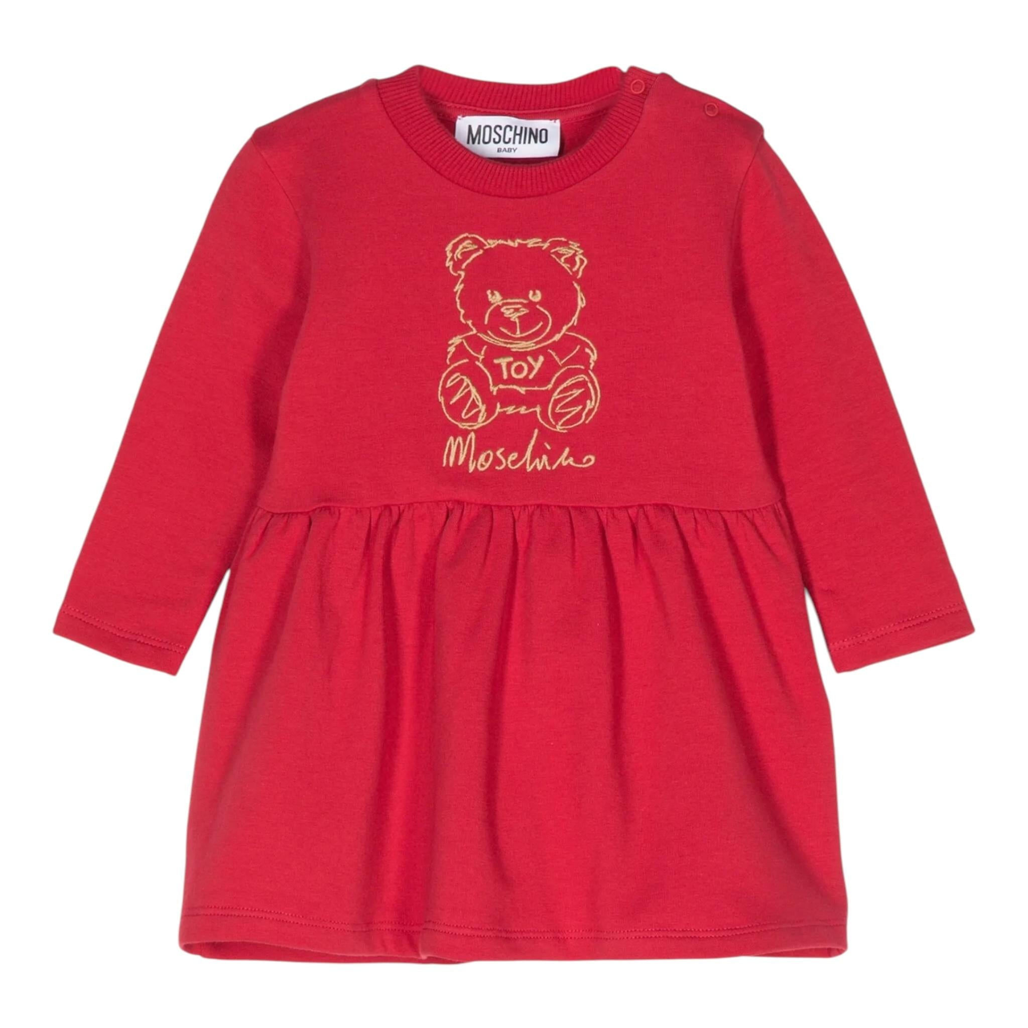 MOSCHINO abito girocollo manica lunga tinta unita Rosso per Bambina MDV0BQ ROSSO MOSCHINO 