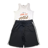 Yours Girl Zweifarbiges weiß/schwarzes Tank-Short-Set für Mädchen