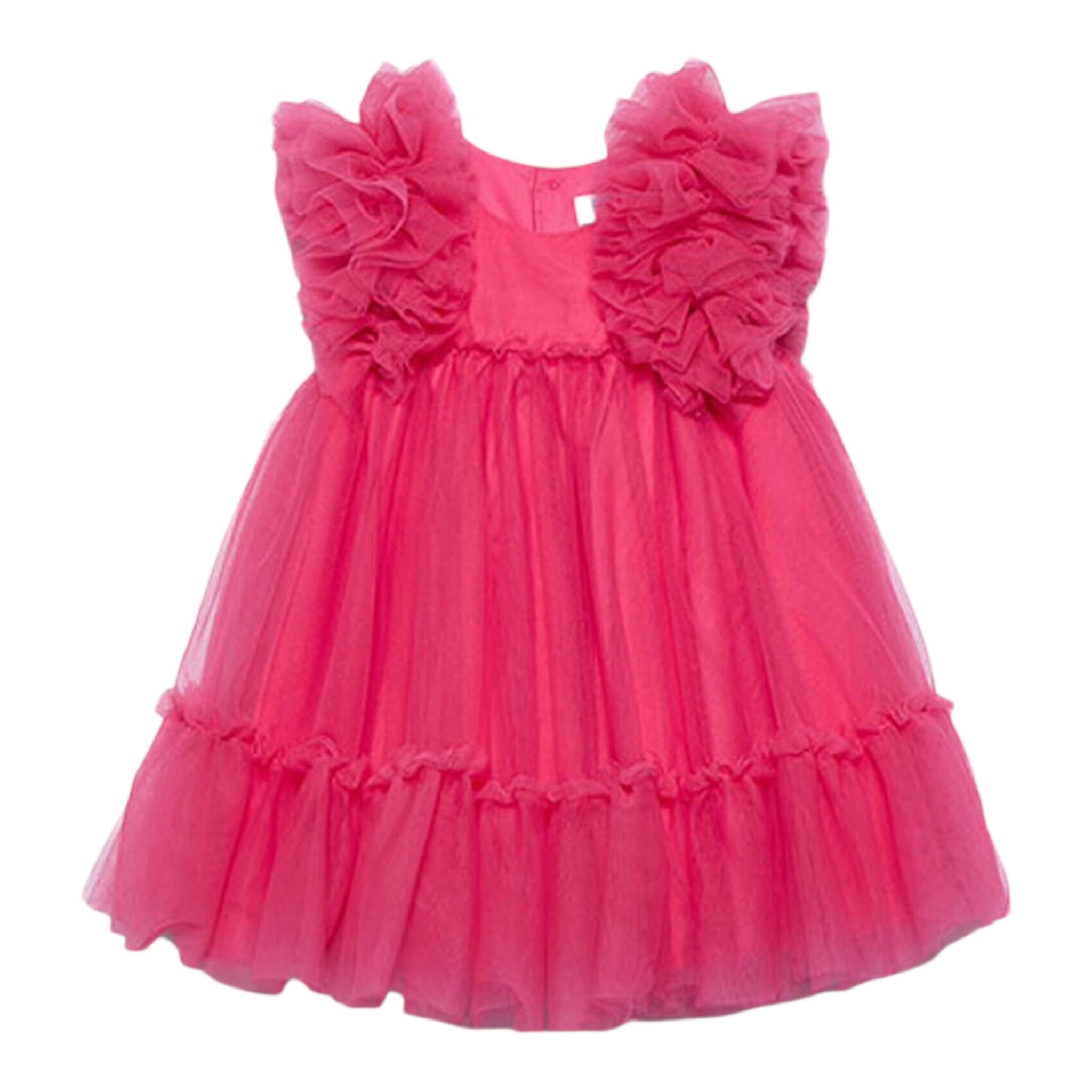 Abel & Lula Abito Mezza Manica Tinta Unita In Tulle per Neonata 502992X FUXIA ABEL & LULA 