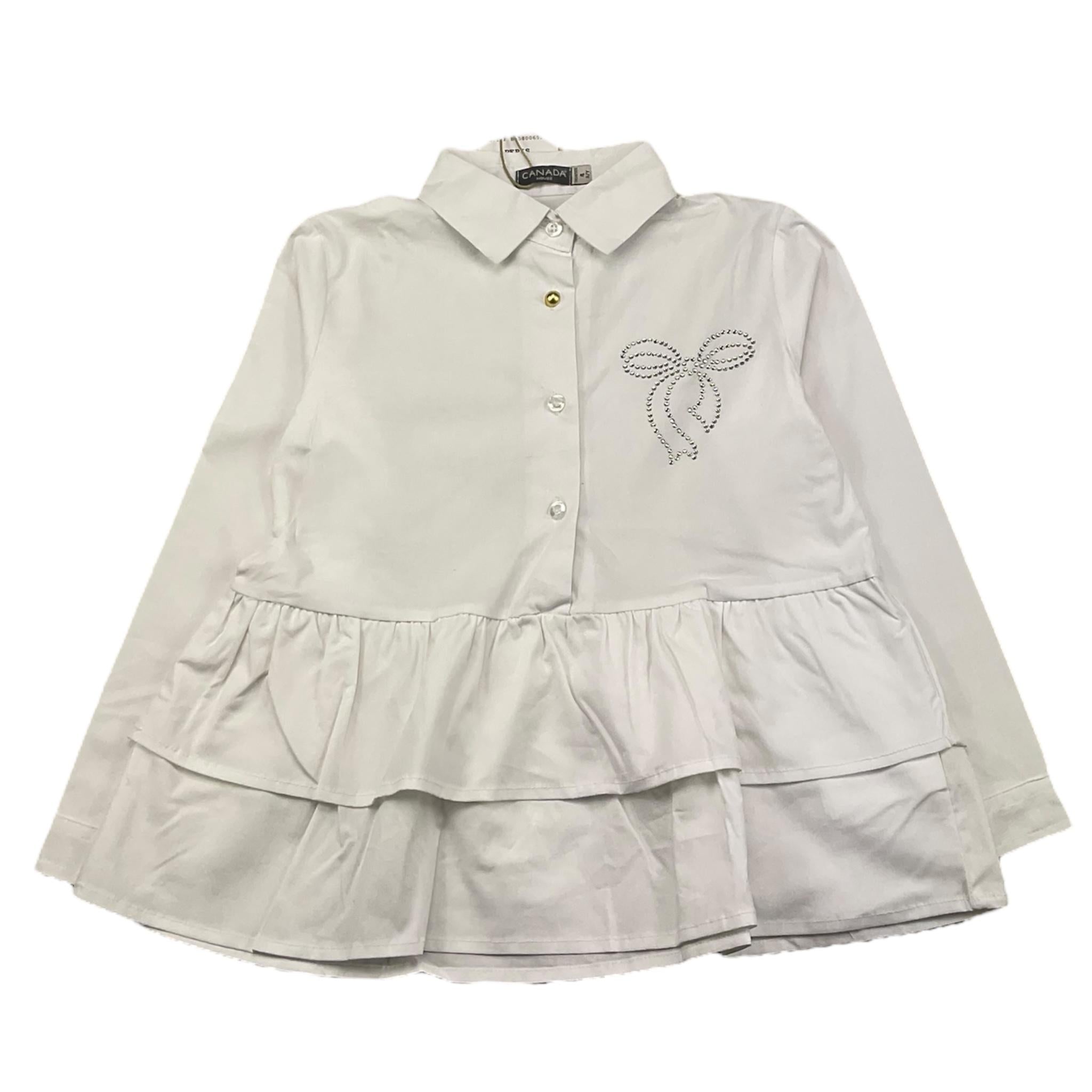 CANADA HOUSE camicia manica lunga tinta unita con brillantini Bianco per Bambina 24483121 BIANCO CANADA HOUSE 