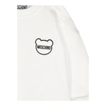 MOSCHINO felpa chiusa girocollo tinta unita con stampa in contrasto Panna per Neonato MXF03Q PANNA MOSCHINO 