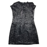 Balmain Schwarzes, einfarbiges Kleid mit halblangen Ärmeln und Pailletten für Mädchen