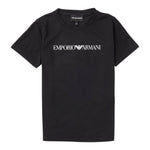 Emporio Armani T-Shirt Girocollo Tinta Unita con Stemma Logo per Bambino EB0004211 NERO EMPORIO ARMANI 